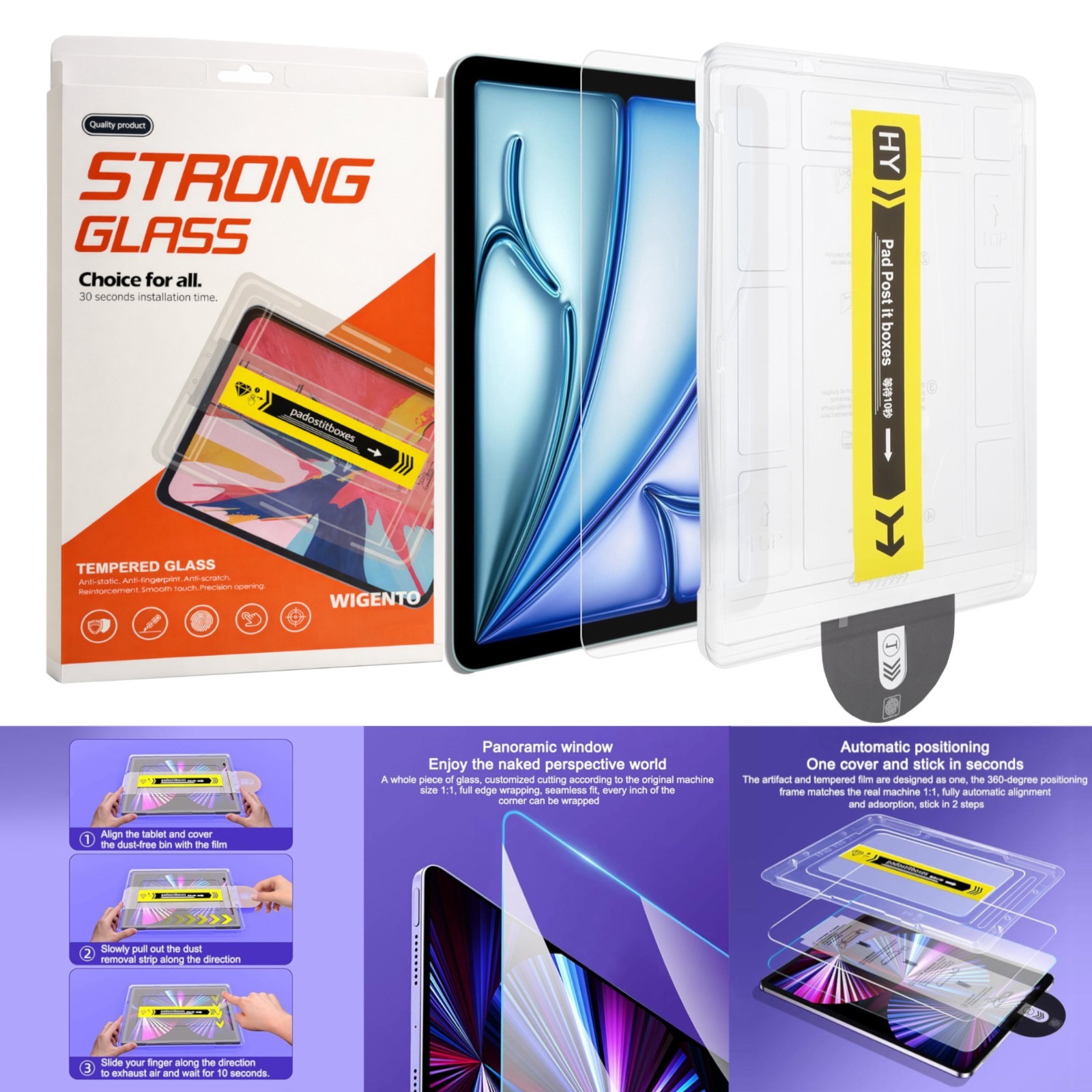 SnapFit Tablet Vetro Protettivo per Apple iPad Modelli con Guida all'installazione Vetro 9H