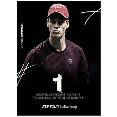 Jannik Sinner World No 1 ATP Ranking Achievement Poster 2025