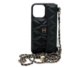 CHANEL Handyhülle Matelasse Caviar Skin Schw...