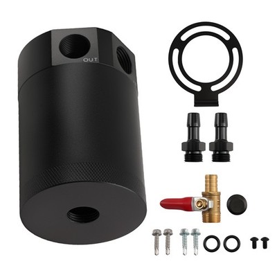       2-port Baffled Compact Oil Catch Can Tank Auto Air-oil Separator