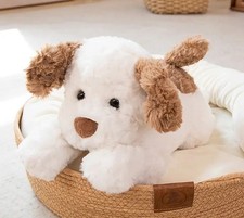 Brown White Puppy Teddy Dog 14" Pillow Stuffed Animal Plush Toy Doll Kids Gifts