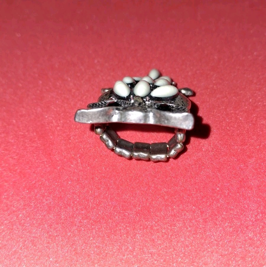 Stunning Large Statement Owl Stretch Ring Silver … - image 3
