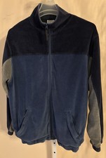 Vtg. Fieldgear Men?s M Velour Track Jacket Zipper Pocket Block Color Blue Y2K