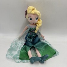 Disney Store Frozen Spring Fever Queen Elsa 18  Plush Doll Toy Green Dress