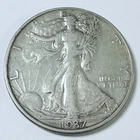 1937 D Walking Liberty Half Dollar US 90% Silver Circulated Coin #5969