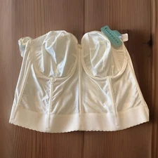 Goddess Ivory Strapless Satin Underwired Corset Bustier Bra Ivory Satin Size 34F