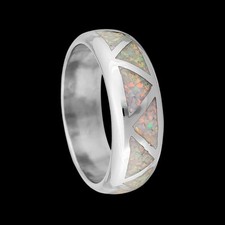 Navajo Handmade Wedding Band Ring White Opal 925 Sterling Silver Native...