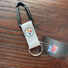 NFL Pittsburgh Steelers Carabiner Lanyard Keychain Fob Holder White 5-inch NEW