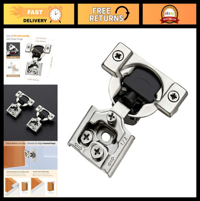 60 Pack Soft Close Hinges 1/2'' Overlay for Kitchen Cabinets - Satin Nickel, Self