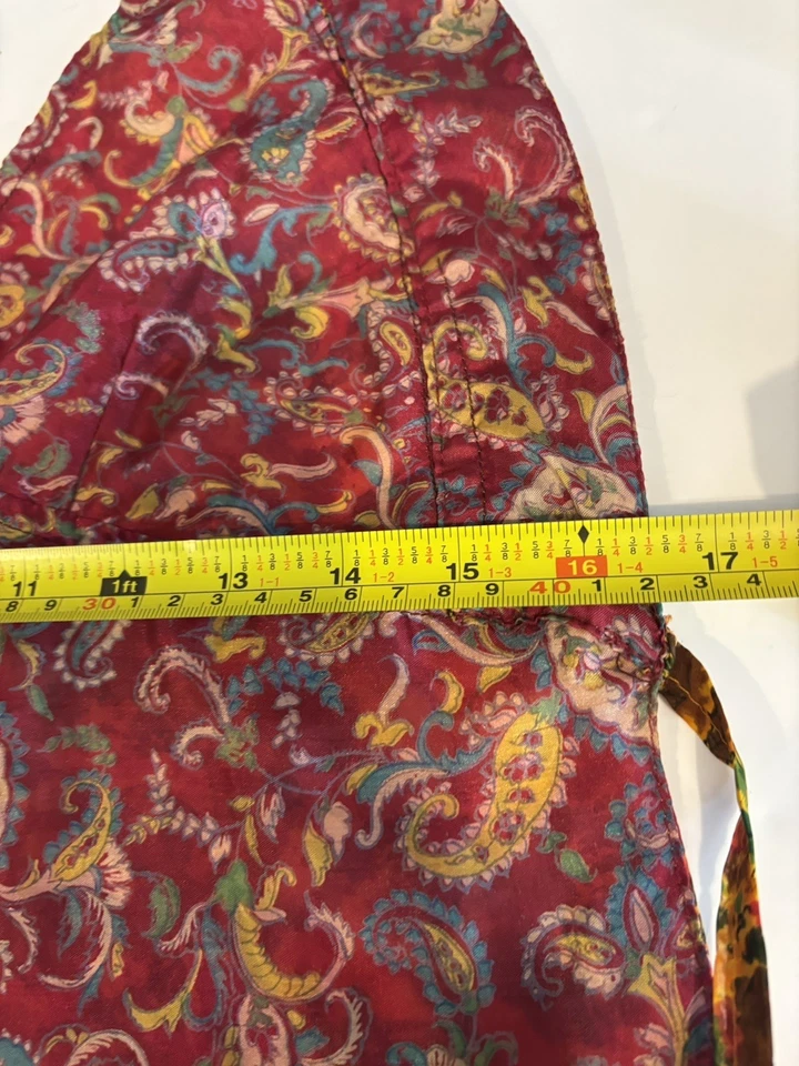 Vintage 90s Y2K Halter Top sz S/M Silk Floral Back Tie Babydoll 00s Boho Plunge - Image 3 of 4