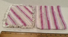 2 Piece Crocheted Handmade Potholders Hot Pad Trivets Pink Multicolor Kitchen