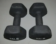 25 lb Dumbbells Pair Black Neoprene Rubber Coating (PICKUP ONLY IN MONTCO PA)