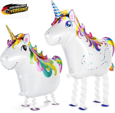 Einhorn Luftballons, 2 Stück Folienballon Einhorn, Airwalker Ballon XXL, Unicorn