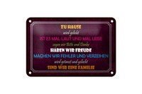 Blechschild Spruch 12X18 Cm Zu Hause Sind Wir Eine Familie Deko Schild