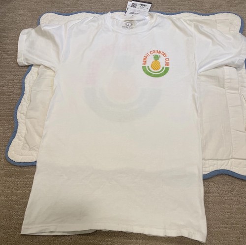 Malibu Shirts Hawaii Country Club Pineapple Graphic T-Shirt White Vintage Small