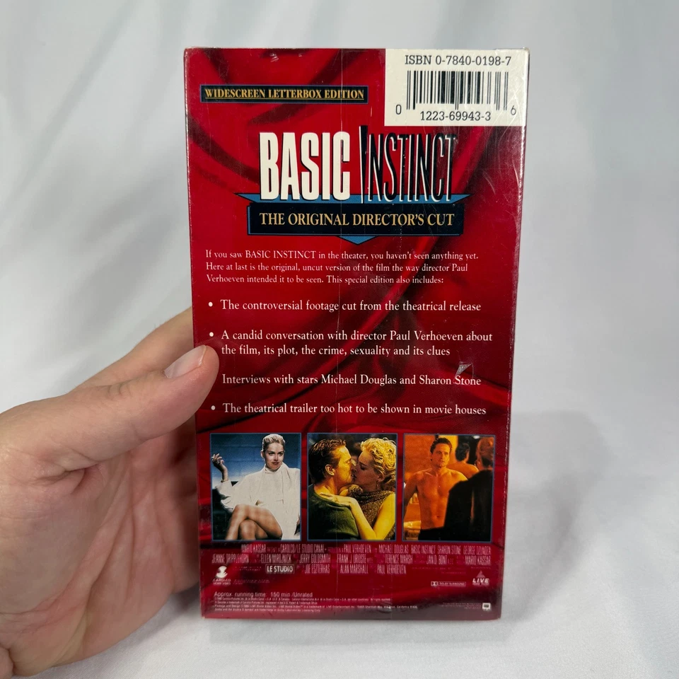 BRAND NEW Basic Instinct (VHS, 1994, WS UNRATED Directors Cut) w Cut Footage! - Image 3 of 4