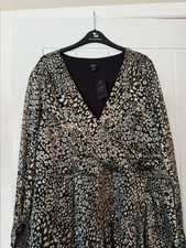 Joanna Hope shimmering animal print dress size 24 wrap top high/low hem & frills