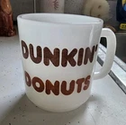 1970s Vintage Dunkin' Donuts Mug Glasbake Milk Glass Coffee Cup