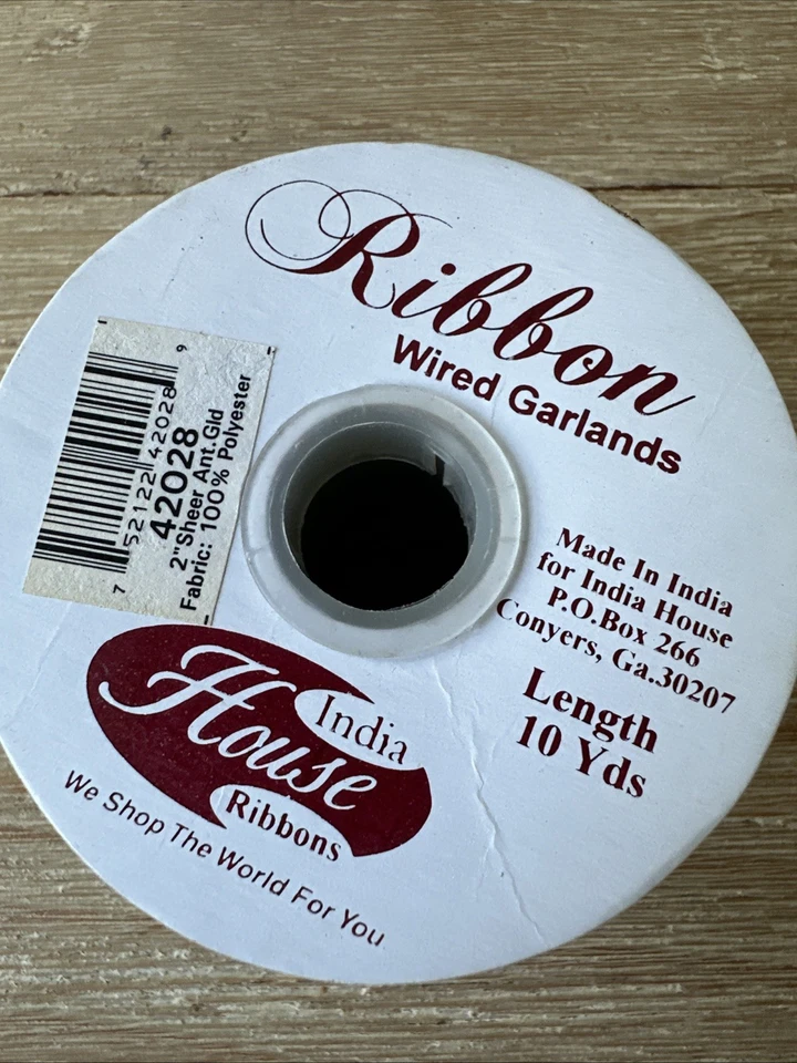 Lot Of 3 Ribbon Rolls Wire Edge Antique Gold Sheer Metallic Holiday 2” x 10 Yds - Image 4 of 4