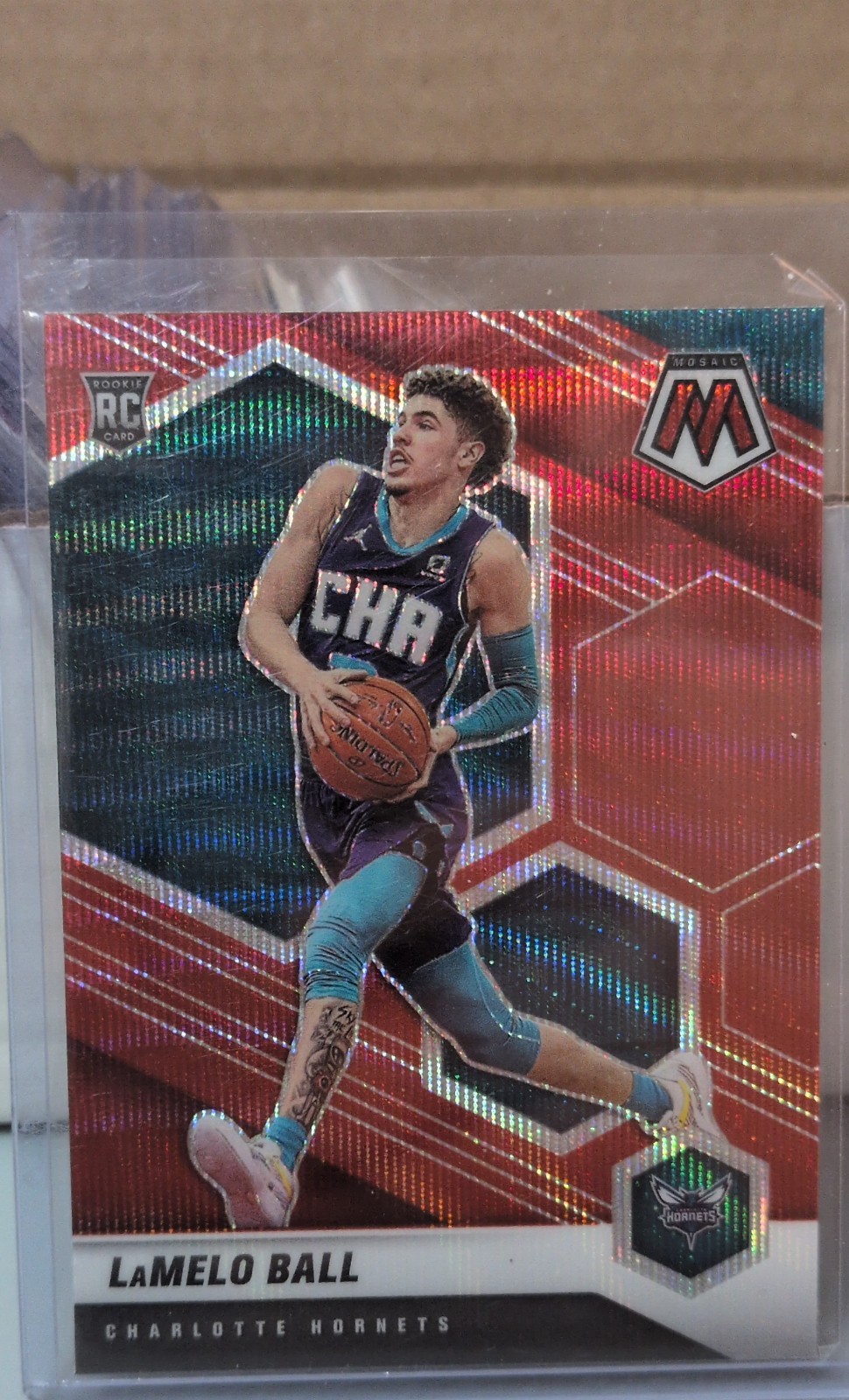 2020-21 Panini Mosaic - Rookie LaMelo Ball #202 Red Wave Mosaic Prizm (RC)