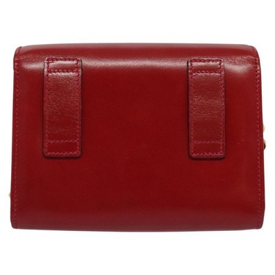 Feragamo チェーンミニショルダー Salvatore Ferragamo Vala Chain Mini Shoulder Bag Leather Red Gold