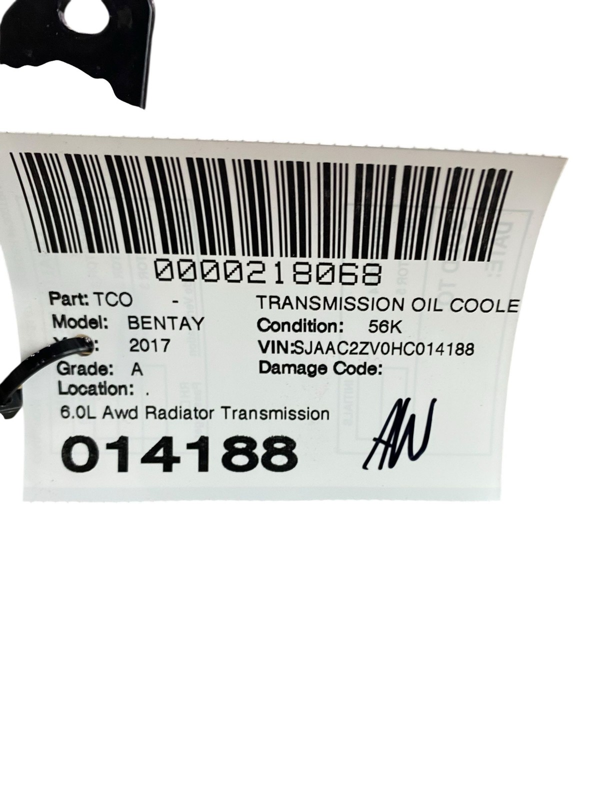 2015-2020 BENTLEY BENTAYGA 6.0L Awd Radiator Transmission Oil Cooler *56K Miles*