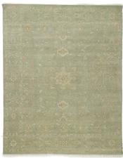 8x10 ft Handmade Floral Transitional Oriental Rug Muted Aqua Green Carpet