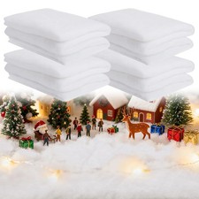 4 Pack 3 x 8 Ft Fake Snow Blanket - Thickened Fluffy Artificial Snow, White W...