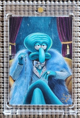 SPONGEBOB SQUAREPANTS Sketch Card (1/1) HAND DRAWN SQUIDWARD FUR COAT ART SP