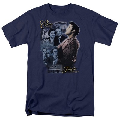 Elvis Presley - Tupelo - Erwachsenen Unisex Kurzarm T-Shirt - Blau