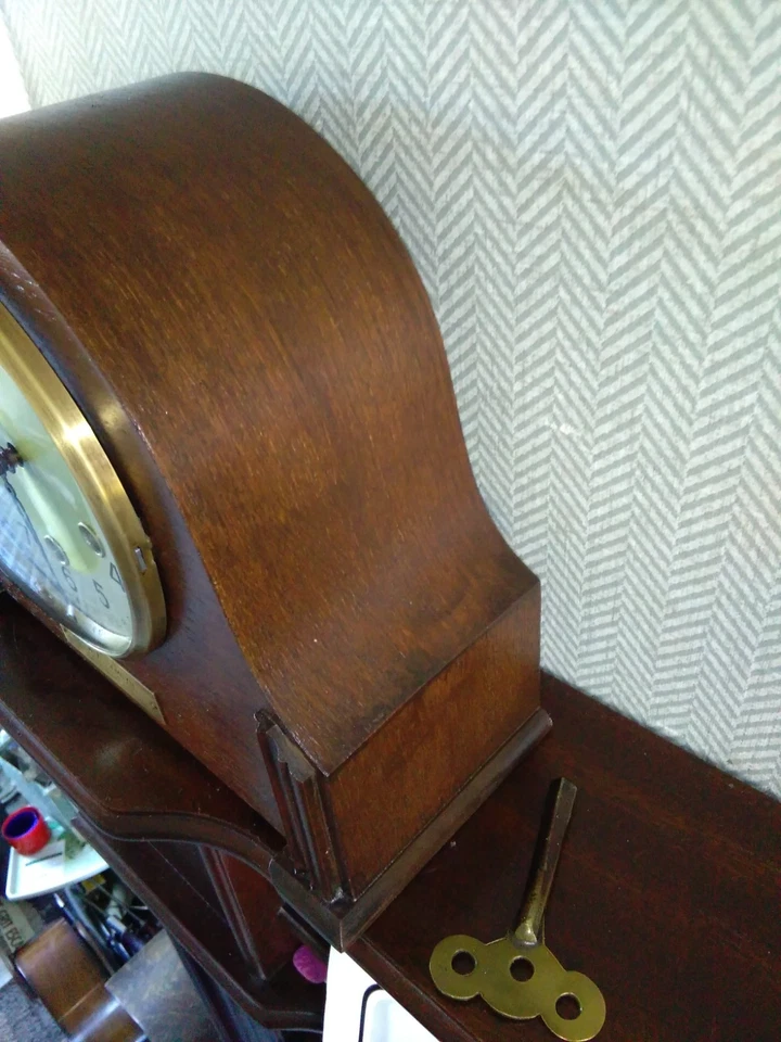 SMITHS HOWARD WESTMINSTER CHIME 8 DAY MANTLE CLOCK KEY & INSTRUCTIONS V G C - Image 4 of 4