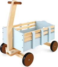 Kids Wagon Toy,Wooden Toys Cargo Walker Cart Wagon Stroller,Toddler Push and Pul