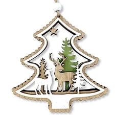 THE JOY TREE Woodland Scene Ornament - Forest Animal Wood Deer Decoration