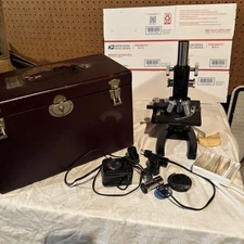 Antique Bausch & Lomb Microscope - case w/stage lens AL 323