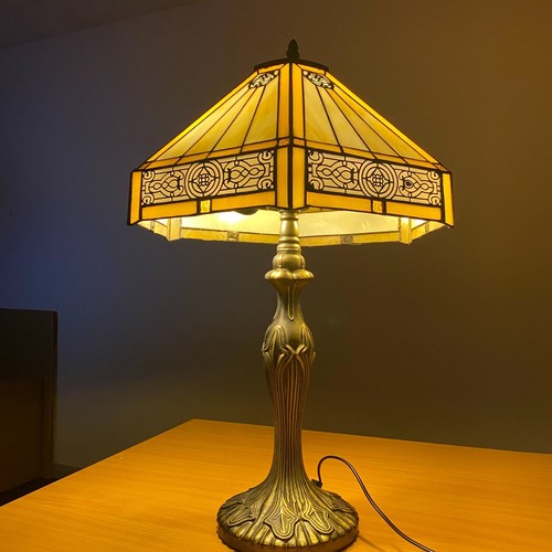 Tiffany Table Lamp 16 inch Handcraft art Bedside Light Stained Glass Multicolor - Picture 22 of 54