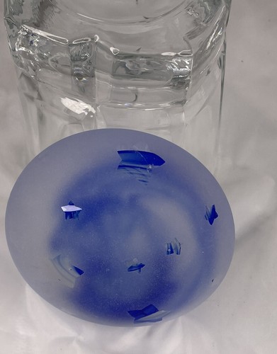 Glass Paperweight Blue Swirl Satin Finish Stars Artist Signed JK 7/95 Round - Picture 5 of 19