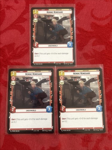 3x Star Wars Unlimited - Heroic Renegade - Shadows of the Galaxy (SHD) x3 - Imagen 5 de 6