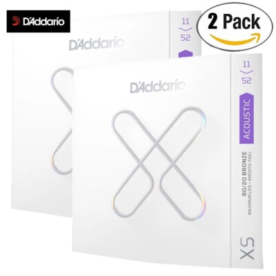 2-PACK D'Addario XSABR1152 XS 80/20 Bronze Light Acoustic Guitar Strings 11-52