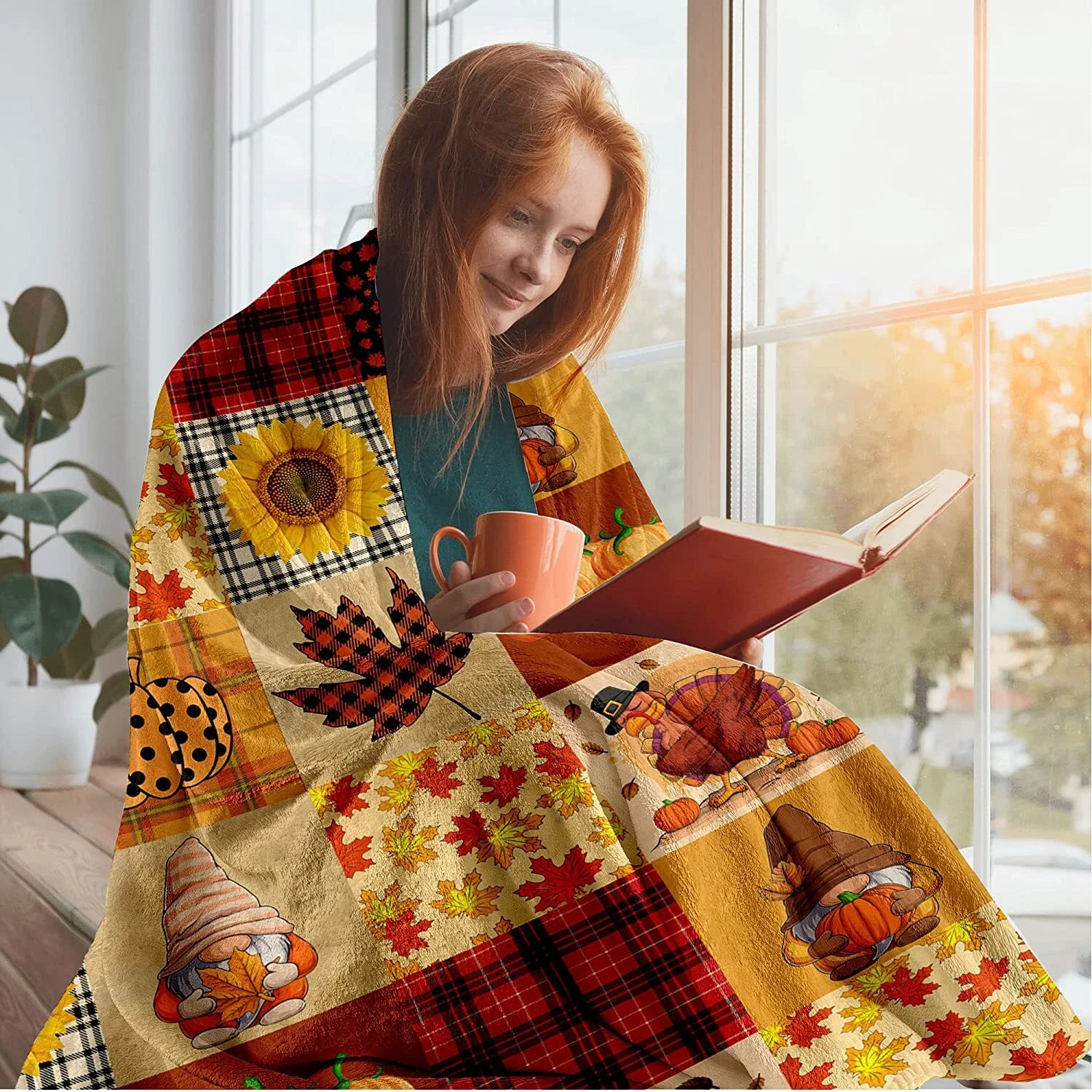 Thanksgiving Pumpkin Blanket Super Soft Flannel Fleece Throw Blankets Pumpkin