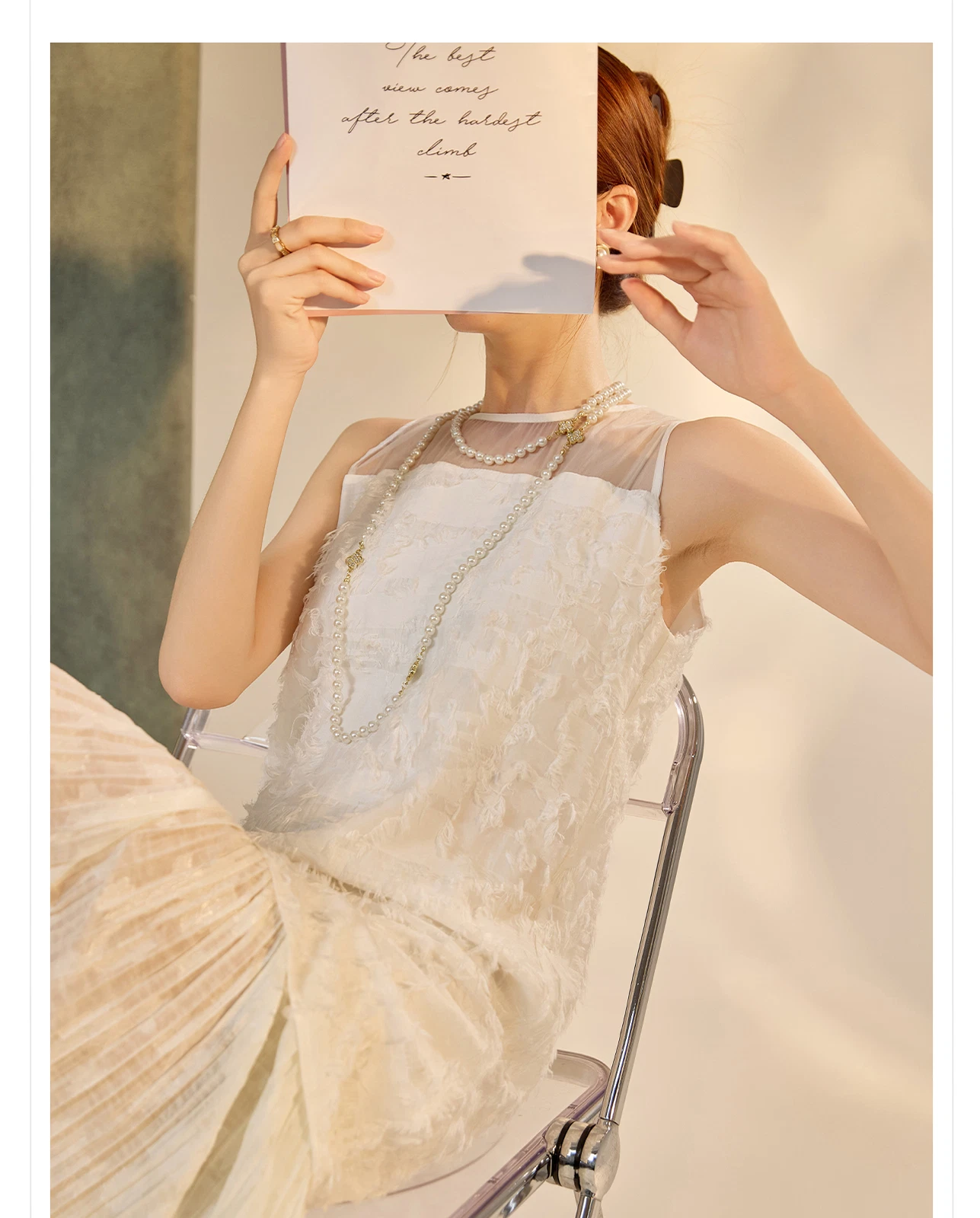 OFF WHITE Abito lungo estivo stile cinese ricamato donna nuovo lusso senza maniche