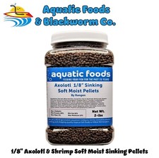 Axolotl 1/8" Soft Moist Sinking Pellets for Shrimp, Snails, Bottom Fish. JAR