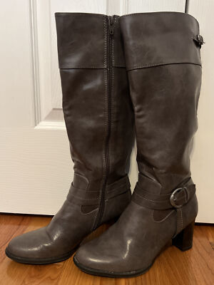 Life Stride Yana Womens Faux Leather Size Dark Gray Riding Heeled Boots 