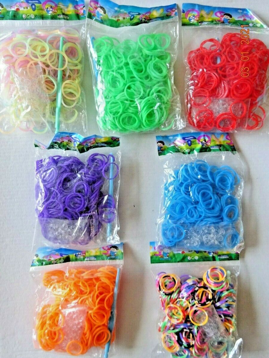 300 rubber loom bands S-clips Tool refill pack pink red Multi Colours 3+  years