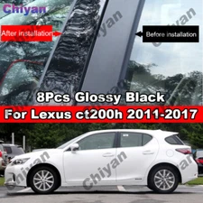 8Pcs Black Car Window Pillar Post Sticker Trim Decor For Lexus CT200h 2011-2017