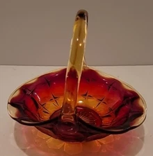MCM Glass  Amberina Basket With Handle See Pics Read Description 