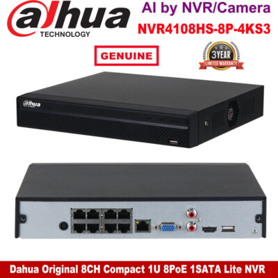 US Dahua Original Brand NVR4108HS-8P-4KS3 8CH 8PoE 1SATA 4K AI NVR 12MP Recorder