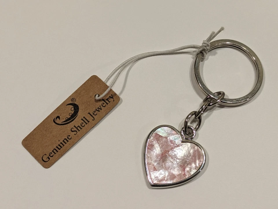 Corazones rosas y blancos, porta llaves de metal, para San Valentín Foto 3 de 4