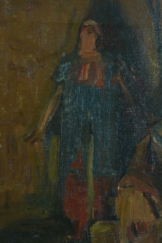 Beau Tableau ancien Samson tournant la meule Chrétien Bible éc. Française19e - Photo 7/11