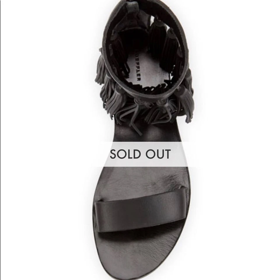 Sandalias Loeffler Randall Boho Flecos Planas Estilo Gladiador Cuero talla 7 Foto 2 de 4