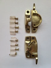 Pair (2) Vintage Bright Brass Window Sash Lock T-2280 Amerock 1-7/8" Spacing USA